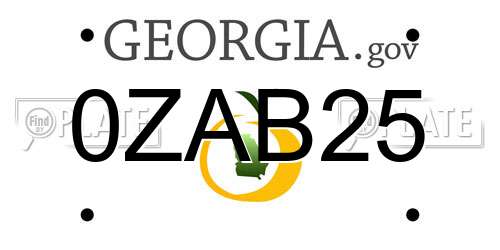 0ZAB25 Georgia License Plate