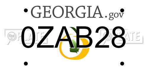 0ZAB28 Georgia License Plate