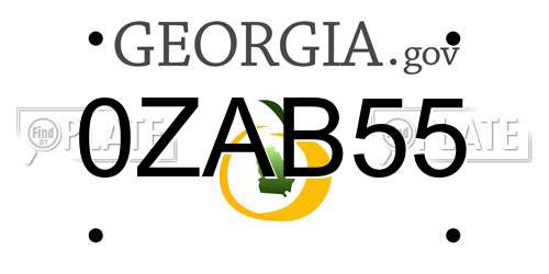 0ZAB55 Georgia License Plate