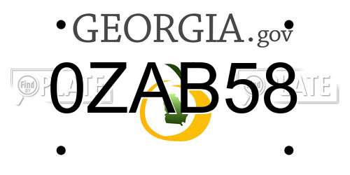 0ZAB58 Georgia License Plate