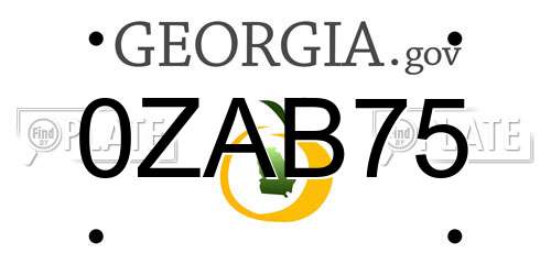 0ZAB75 Georgia License Plate