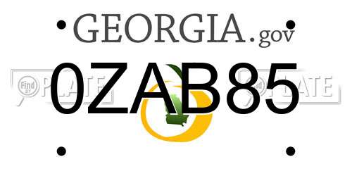 0ZAB85 Georgia License Plate