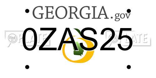 0ZAS25 Georgia License Plate