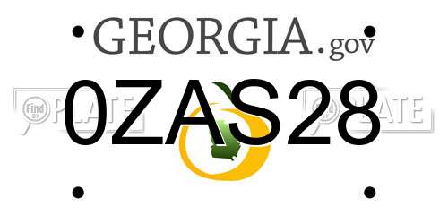 0ZAS28 Georgia License Plate