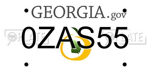 0ZAS55 Georgia License Plate