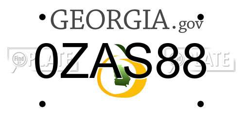 0ZAS88 Georgia License Plate