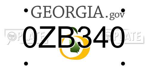 0ZB340 Georgia License Plate