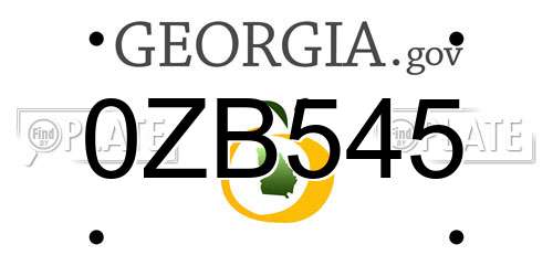 0ZB545 Georgia License Plate