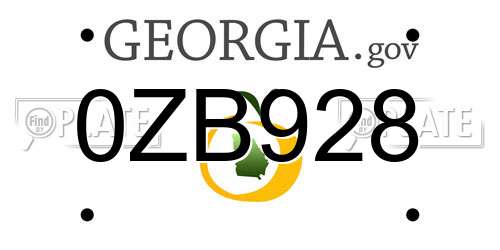0ZB928 Georgia License Plate