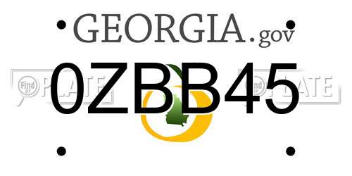 0ZBB45 Georgia License Plate