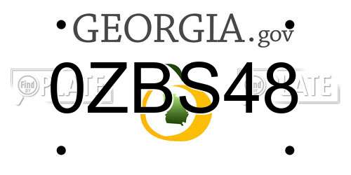 0ZBS48 Georgia License Plate