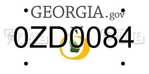 0ZD0084 Georgia License Plate