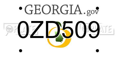 0ZD509 Georgia License Plate
