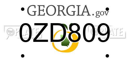 0ZD809 Georgia License Plate