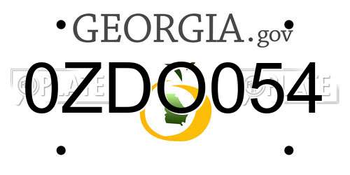 0ZDO054 Georgia License Plate