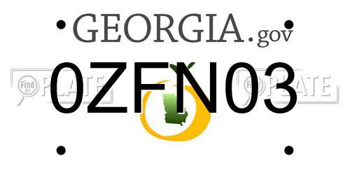 0ZFN03 Georgia License Plate