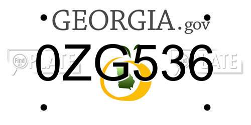 0ZG536 Georgia License Plate