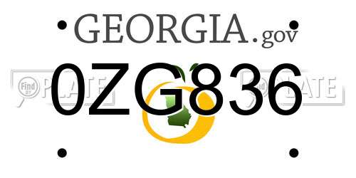 0ZG836 Georgia License Plate