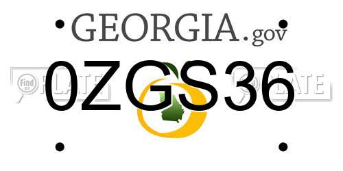 0ZGS36 Georgia License Plate