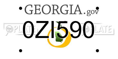 0ZI590 Georgia License Plate