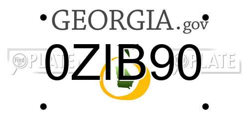 0ZIB90 Georgia License Plate