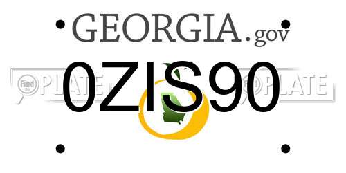 0ZIS90 Georgia License Plate