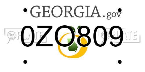 0ZO809 Georgia License Plate