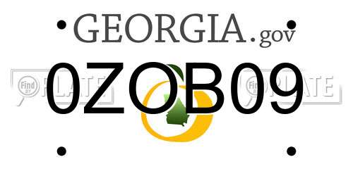0ZOB09 Georgia License Plate