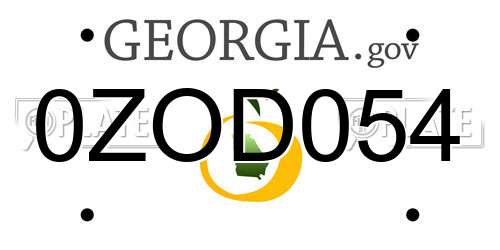 0ZOD054 Georgia License Plate