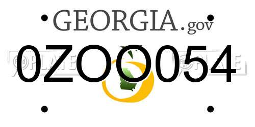 0ZOO054 Georgia License Plate
