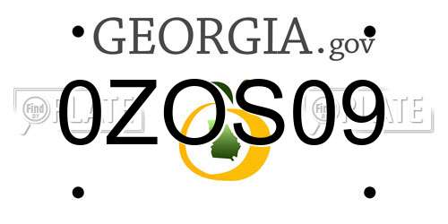 0ZOS09 Georgia License Plate