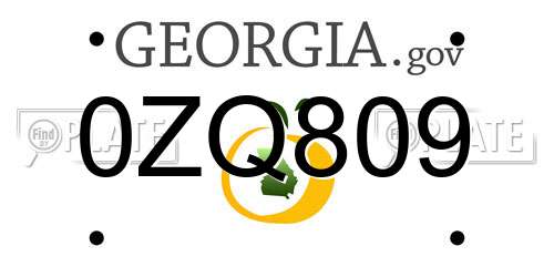 0ZQ809 Georgia License Plate