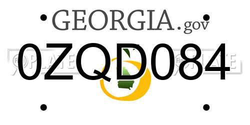 0ZQD084 Georgia License Plate