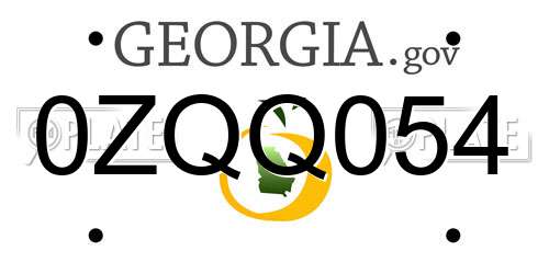 0ZQQ054 Georgia License Plate