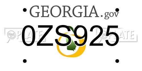 0ZS925 Georgia License Plate