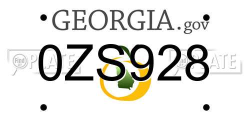 0ZS928 Georgia License Plate