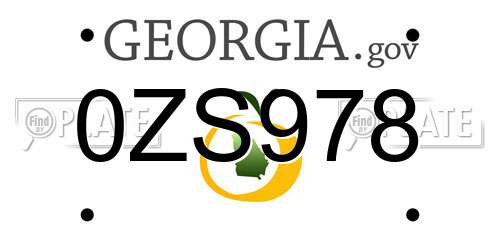 0ZS978 Georgia License Plate