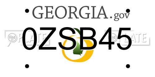 0ZSB45 Georgia License Plate