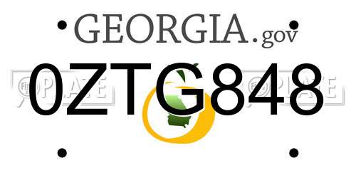 0ZTG848 Georgia License Plate