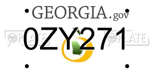 0ZY271 Georgia License Plate