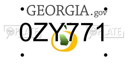 0ZY771 Georgia License Plate