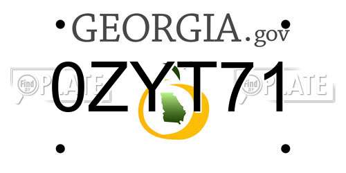 0ZYT71 Georgia License Plate