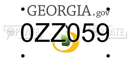 0ZZ059 Georgia License Plate