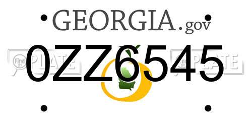 0ZZ6545 Georgia License Plate