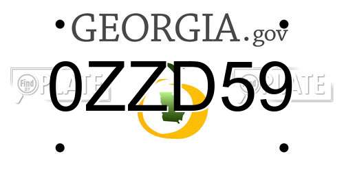 0ZZD59 Georgia License Plate