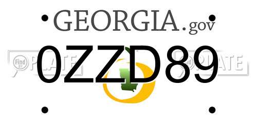 0ZZD89 Georgia License Plate