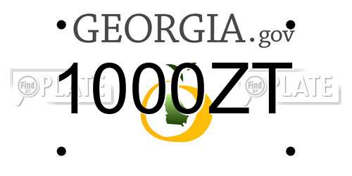 1000ZT Georgia License Plate