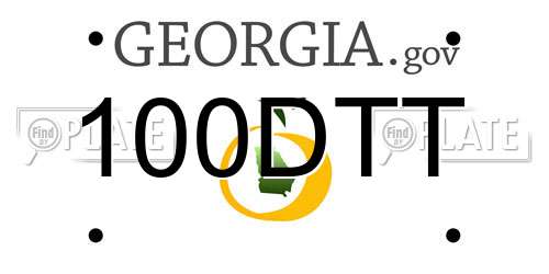 100DTT Georgia License Plate