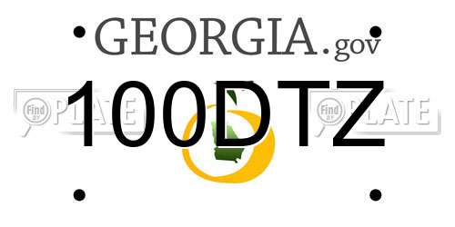 100DTZ Georgia License Plate