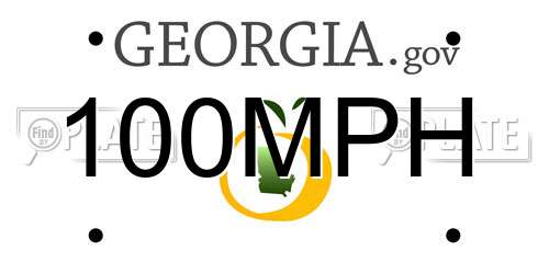 100MPH Georgia License Plate